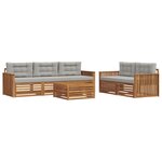vidaXL Ensemble de canapés d'extérieur 6 Pièces Gris Naturel et Clair