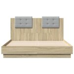 vidaXL Cadre de lit tête de lit et lumières LED chêne sonoma 140x190cm