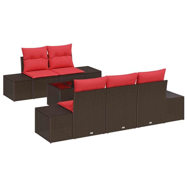 vidaXL Ensemble de canapé de jardin 6 Pièces Marron polyrotin