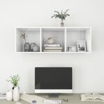 vidaXL Meuble TV mural Blanc brillant 37x37x107 cm Bois d’ingénierie