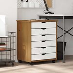 vidaXL Armoire roulante avec tiroirs MOSS bois de pin marron miel