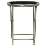 vidaXL Table à thé Gris 60 cm Résine tressée et verre trempé