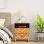 vidaXL Table de chevet marron et noir 50x33x60 cm bois manguier solide