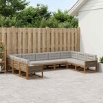 vidaXL Ensemble de canapés d'extérieur 9 Pièces Naturel et gris clair