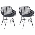 vidaXL Chaise de salle à manger 2 pc Rotin et métal Noir