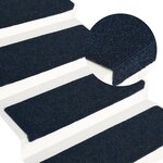 vidaXL Tapis d'escalier 15 Pièces Tissu aiguilleté 65x21x4 cm Bleu