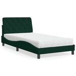 vidaXL Lit avec matelas vert foncé 100x200 cm velours