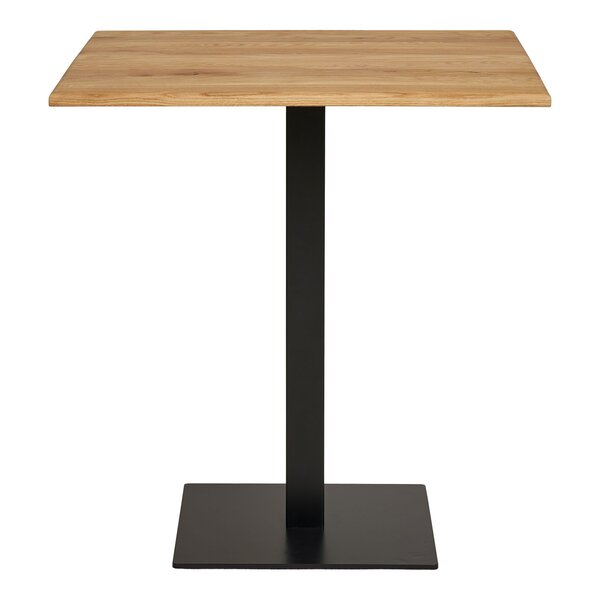 Table de café chêne base en métal noir 70 x 70 x 75 cm