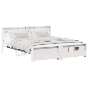 vidaXL Cadre de lit Blanc 200 x 200 cm Bois d'ingénierie