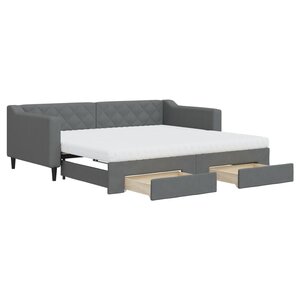 vidaXL Lit de jour avec gigogne et tiroirs gris foncé 90x190 cm tissu