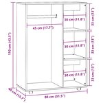vidaXL Garde-robe Sonoma gris 80x40x110 cm Bois d'ingénierie