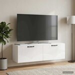vidaXL Meuble TV mural Montage mural Blanc brillant 98 x 31 x 30 cm