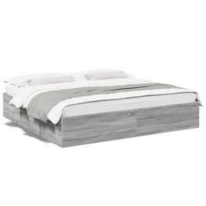vidaXL Cadre de lit sans matelas sonoma gris 200x200 cm