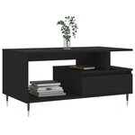 vidaXL Table basse Noir 90x49x45 cm Bois d'ingénierie