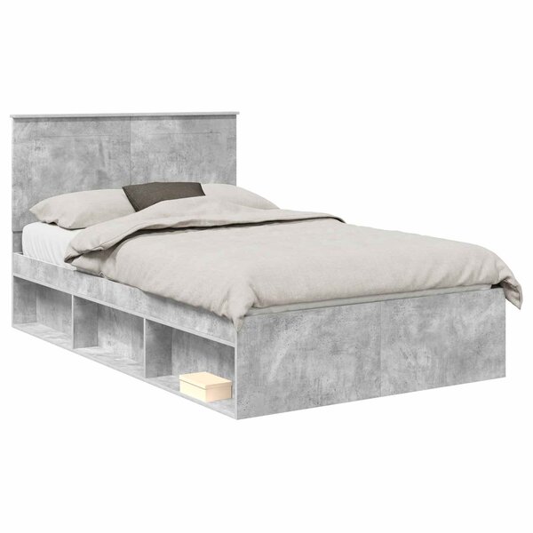 vidaXL Cadre de lit Béton 120 x 200 cm Bois de pin massif