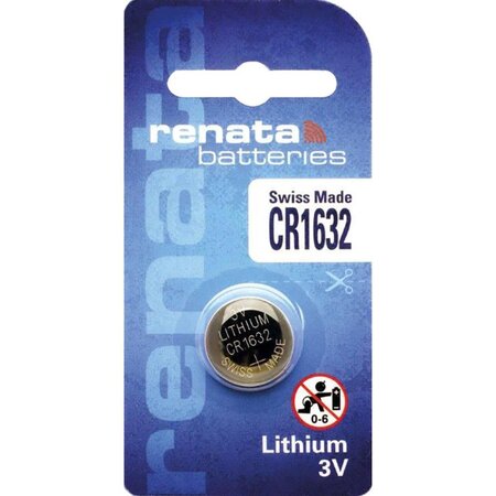 Blister de 1 Pile bouton lithium CR1632 3V 137 mAh x 5 RENATA