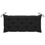 vidaXL Banc de jardin avec coussin noir 120 cm Bois de teck massif