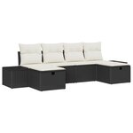 vidaXL Canapé de jardin 6 pièces de avec des coussins en poly rotin noir.