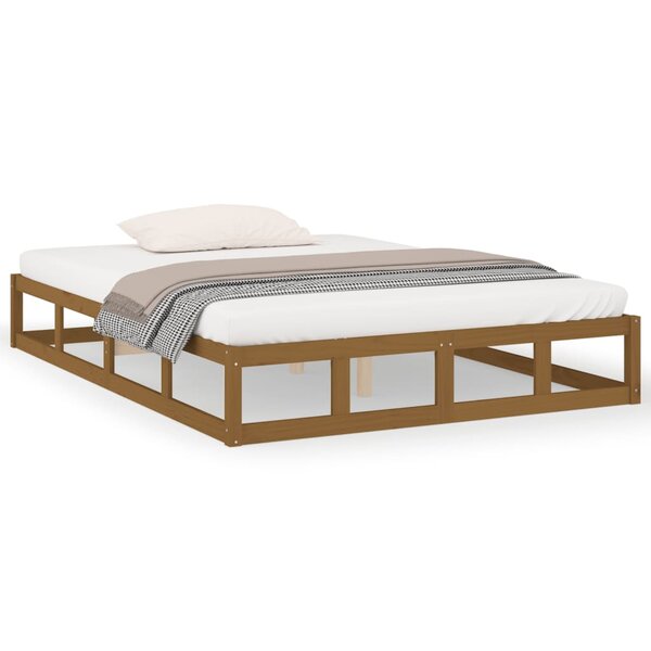 vidaXL Cadre de lit sans matelas marron miel 200x200 cm bois massif
