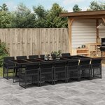vidaXL Ensemble à manger de jardin 13 Pièces coussins noir résine tressée