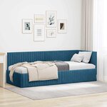 vidaXL Cadre de lit d'angle avec tête de lit Bleu 80 x 200 cm Velours