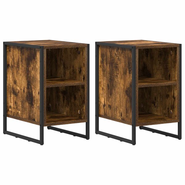 vidaXL Table de chevet 2 Pièces Chêne Fumé 39.5 x 30 x 50 cm