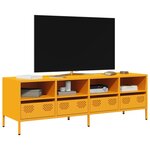 vidaXL Meuble TV jaune moutarde 135x39x43 5 cm acier laminé à froid
