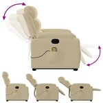 vidaXL Fauteuil inclinable de massage Crème Tissu
