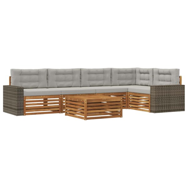 vidaXL Ensemble de canapés d'extérieur 6 pc Naturel et gris clair