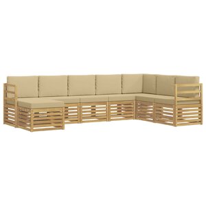 vidaXL Ensemble de canapés d'extérieur 8 Pièces Blanc et Beige