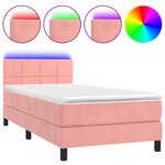 vidaXL Sommier à lattes de lit avec matelas et LED Rose 90x190 cm