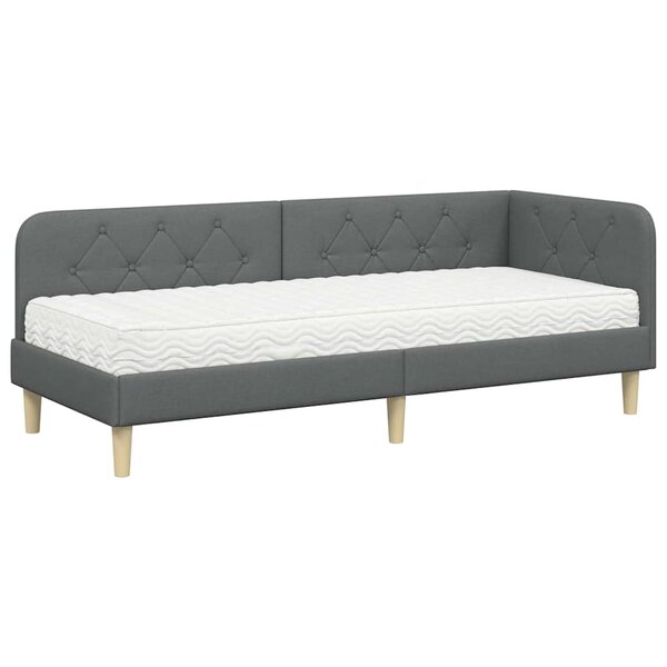 vidaXL Cadre de lit d'angle Gris foncé 80 x 200 cm tissu