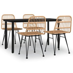 vidaXL Ensemble à manger de jardin 5Pièces Résine tressée