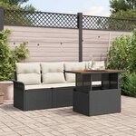 vidaXL Ensemble de canapé de jardin avec coussin 5 Pièces Noir et crème