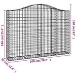 vidaXL Paniers à gabions arqués 2 Pièces 200x30x140/160 cm Fer galvanisé