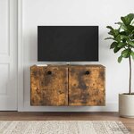 vidaXL Meuble TV mural 59 5 x 41 x 30 cm Chêne fumé Bois d'ingénierie