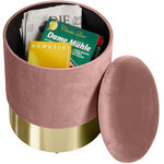 Tectake Pouf coffre de rangement aspect velours SARINA - rose