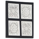 vidaXL Panneau mural sculpté à la main MDF 40x40x1 5 cm Noir et blanc