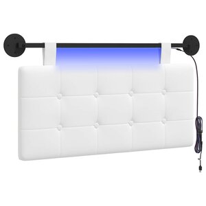vidaXL Tête de lit suspendue Avec lumière LED Blanc Tissu