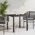 Table de jardin vidaXL Noir 80x80x73 cm en Verre Trempé