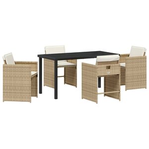 vidaXL Ensemble de salle à manger pour jardin 5 Pièces Beige Poly rotin
