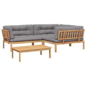 vidaXL Salon palette de jardin avec coussins 4Pièces bois d'acacia massif