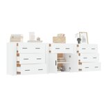 vidaXL Buffets 3 Pièces Blanc Bois d'ingénierie