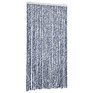 vidaXL Rideau anti-mouches bleu et blanc 100x200 cm chenille