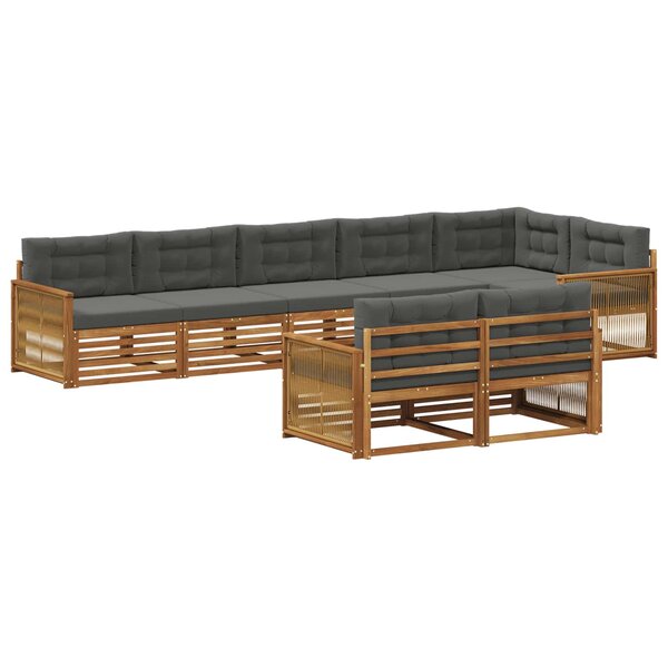 vidaXL Ensemble de canapés d'extérieur 8 pc Naturel et Anthracite