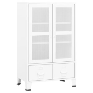 vidaXL Coffre de rangement industriel Blanc 70x40x115 cm Métal