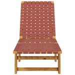 vidaXL Chaises longues lot de 2 rouge bois d'acacia solide et tissu