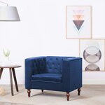 Vidaxl fauteuil bleu velours