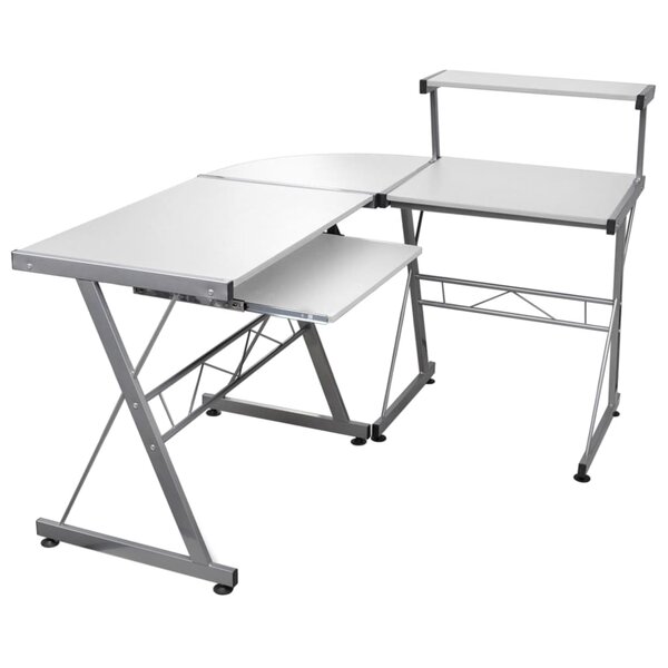 vidaXL Bureau d'ordinateur d'angle Blanc 132x112x99 cm Bois ingénierie