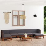 Vidaxl salon de jardin 8 pièces avec coussins bois d'acacia solide